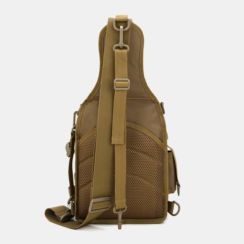 Män Nylon Kamouflage Multifunktion Stor Kapacitet Utomhusfiske Crossbody-väskor Bröstväska Tactical Bag