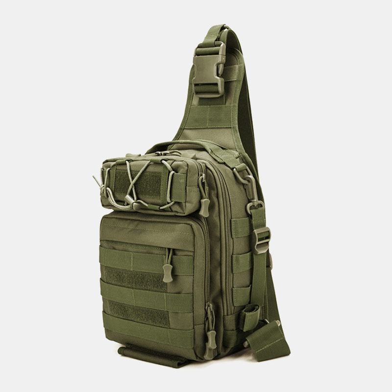 Män Nylon Kamouflage Multifunktion Stor Kapacitet Utomhusfiske Crossbody-väskor Bröstväska Tactical Bag