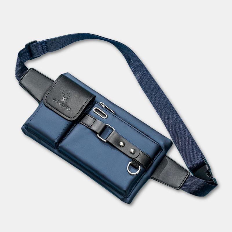 Män Oxford Multifunktion Vattentät Hörlurar Hål Design Bröstväska Midjeväska Casual Mode 6.5 Tums Telefonväska Crossbody-väskor