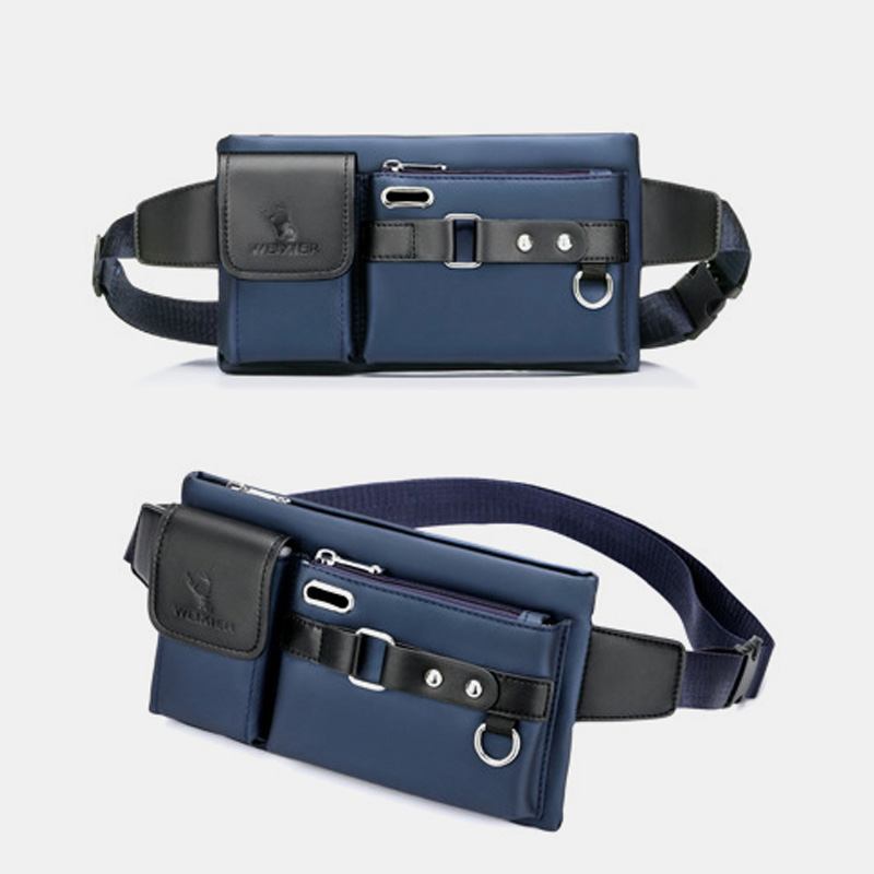 Män Oxford Multifunktion Vattentät Hörlurar Hål Design Bröstväska Midjeväska Casual Mode 6.5 Tums Telefonväska Crossbody-väskor