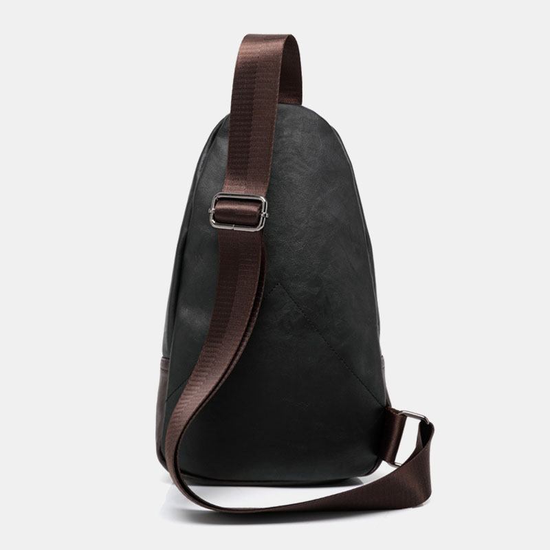 Män Pu-läder Multi-pocket Vattentät Casual Crossbody Bag Bröstväska Sling Bag