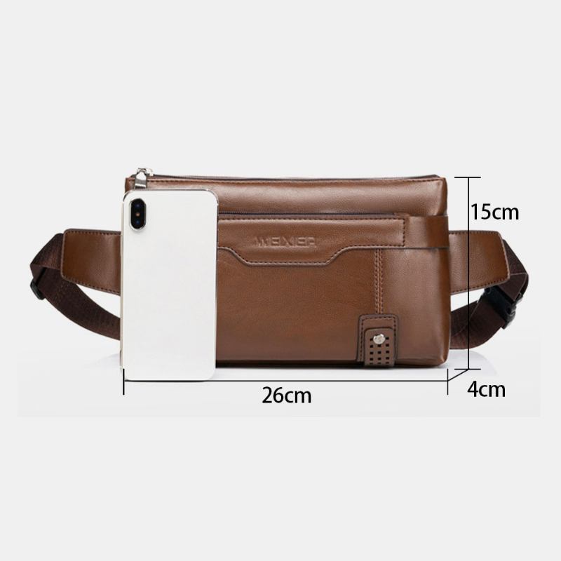 Män Pu-läder Vattentät Bröstväska Med Stor Kapacitet Outdoor Outing 6.5 Tums Telefonväska Crossbody-väskor Axelväska