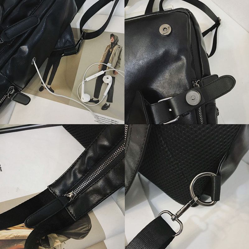 Män Retro Hörlurshål Multi-carry Usb Laddning Flerlager Vattentät Crossbody-väska Bröstväska Sling Bag