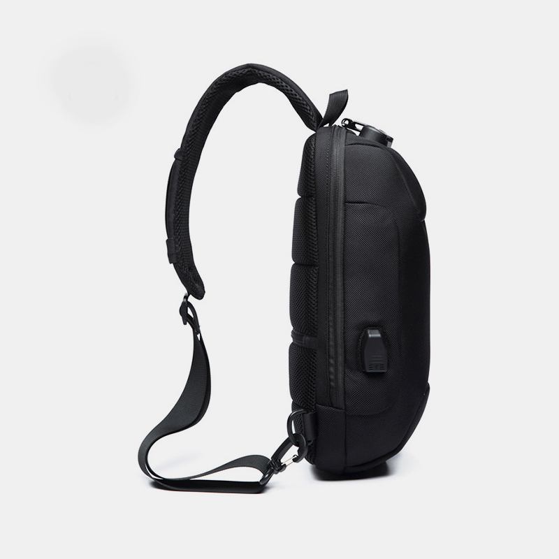 Män Stöldskydd Usb-laddning Flerlager Vattentät Crossbody-väska Chest Bag Sling Bag