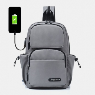 Män Usb Laddning Multi-carry Flerlager Vattentät Crossbody Bag Bröstväska Sling Bag Ryggsäck