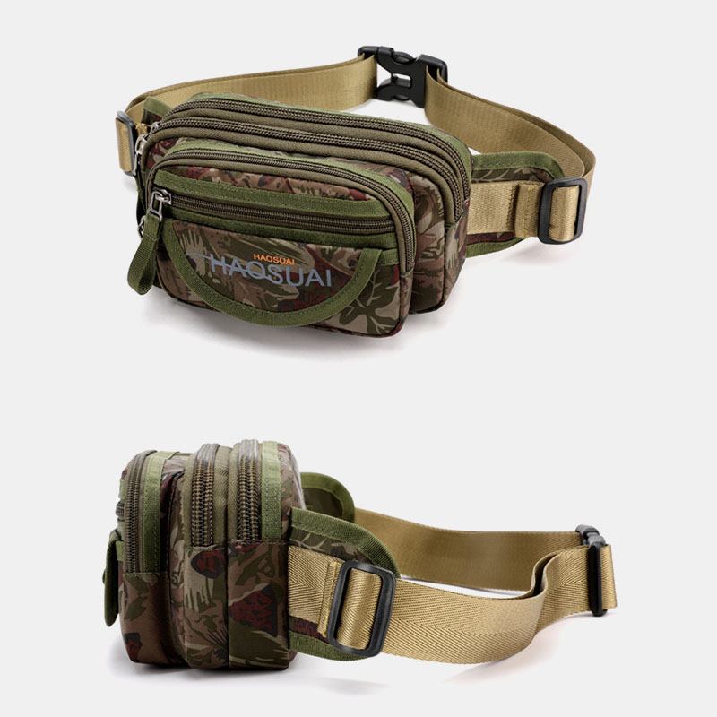 Män Vattentät Multi-pocket Camouflage Outdoor Bröstväska Bältesväska Sling Bag