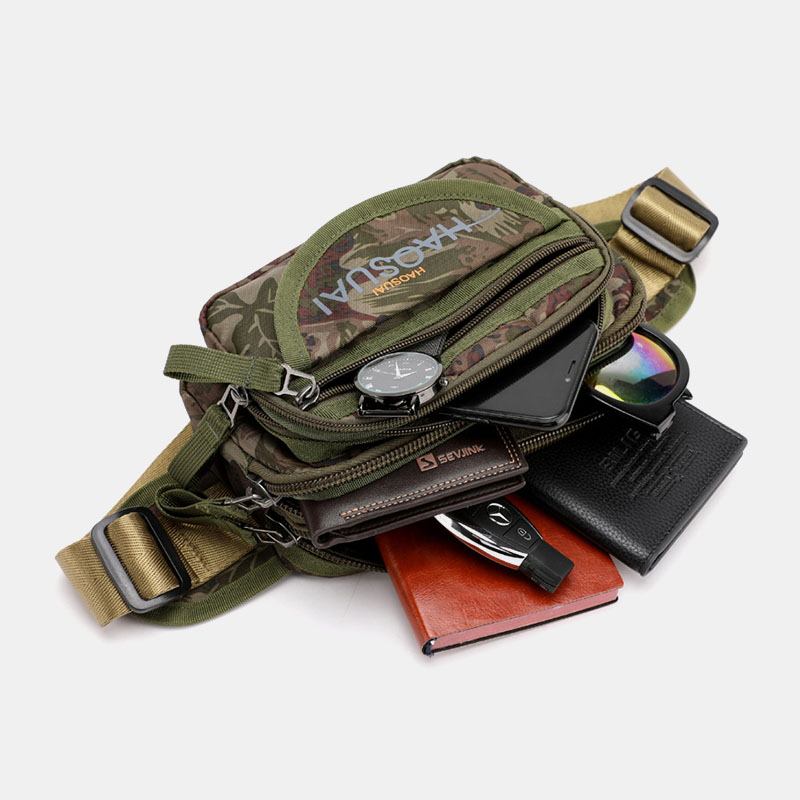 Män Vattentät Multi-pocket Camouflage Outdoor Bröstväska Bältesväska Sling Bag