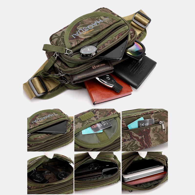 Män Vattentät Multi-pocket Camouflage Outdoor Bröstväska Bältesväska Sling Bag