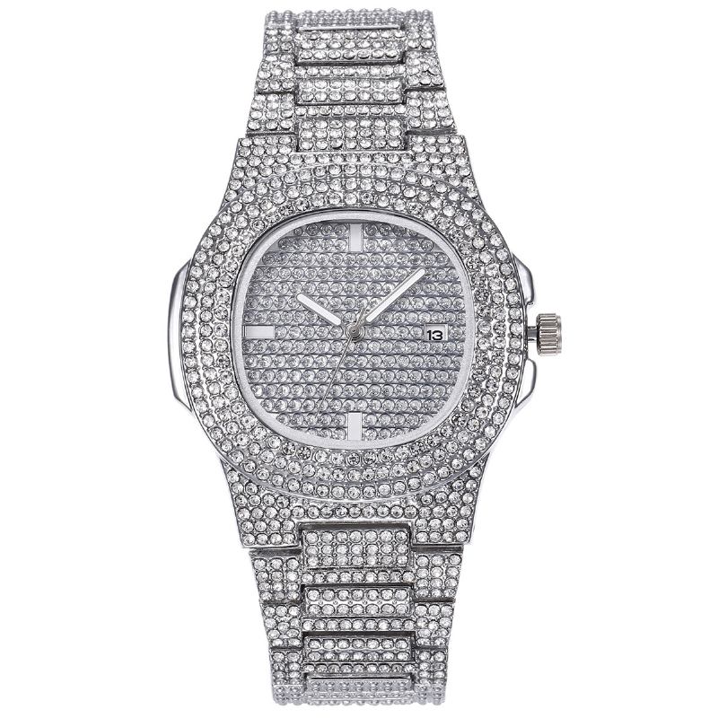 2st/set Lyxmode Kvinnor Armbandsur Set Bling Inlagd Rhinestone Quartz Watch Smycken Present