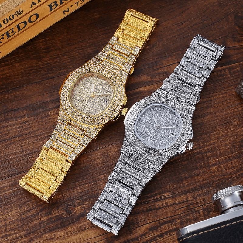 2st/set Lyxmode Kvinnor Armbandsur Set Bling Inlagd Rhinestone Quartz Watch Smycken Present