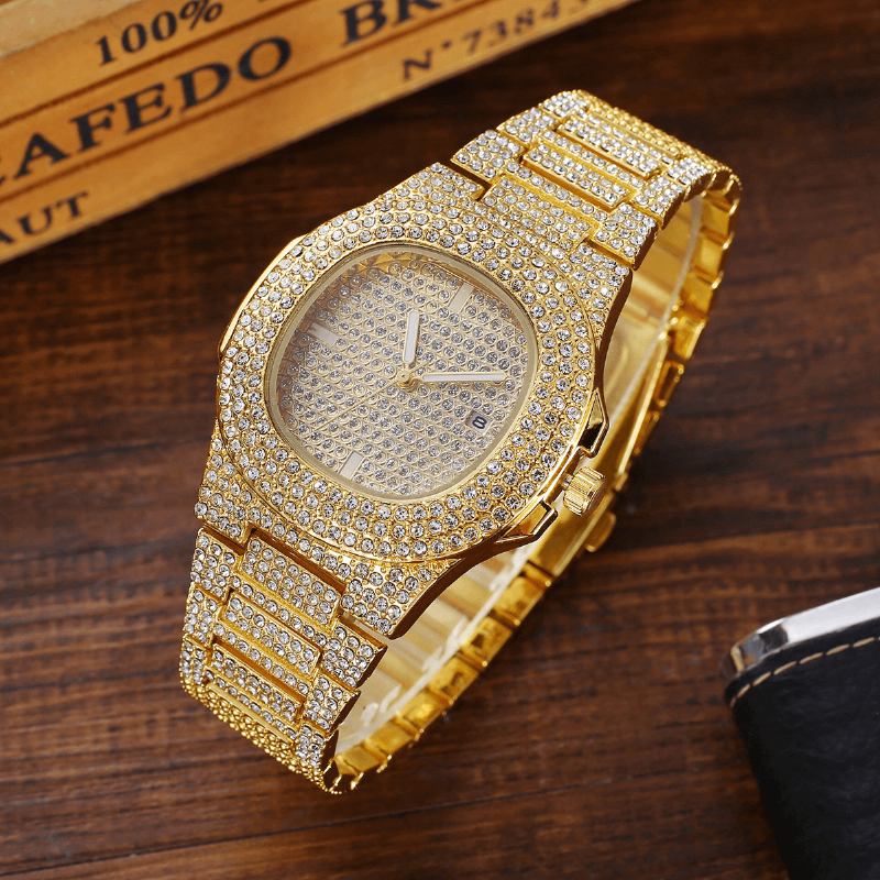 2st/set Lyxmode Kvinnor Armbandsur Set Bling Inlagd Rhinestone Quartz Watch Smycken Present