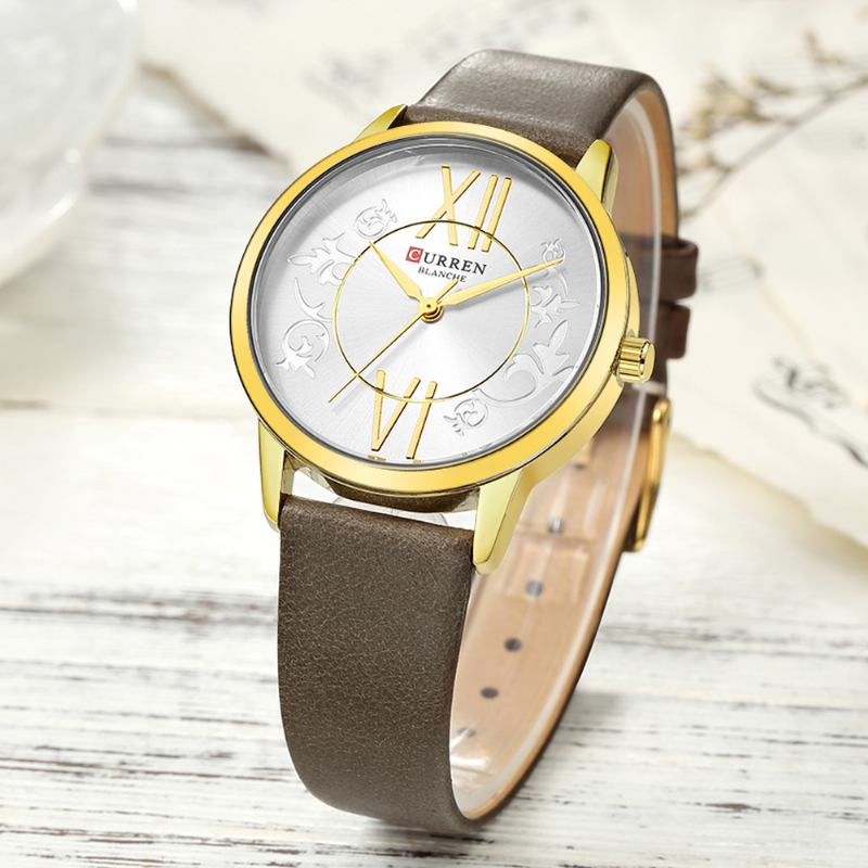 Analog Casual Style Dam Armbandsur Läderband Quartz Watch