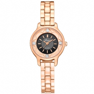 Blommor Med Tryck Dial Damarmbandsklocka Diamond Quartz Watch