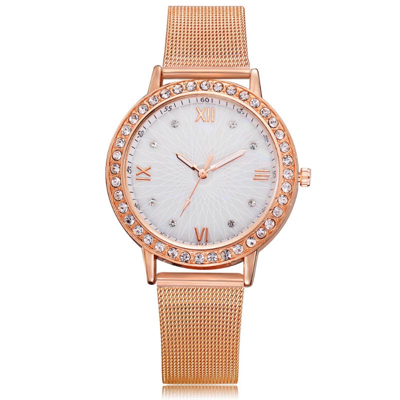 Casual Style Crystal Dam Armbandsur Full Steel Band Quartz Watches