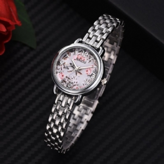 Casual Style Dekorativ Dam Armbandsur Full Steel Band Quartz Watch