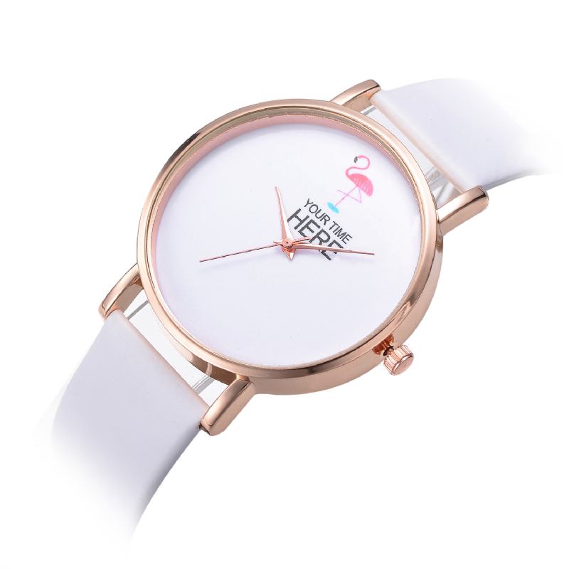 Casual Style Kvinnor Armbandsur Rose Gold Case Läderrem Quartz Watch