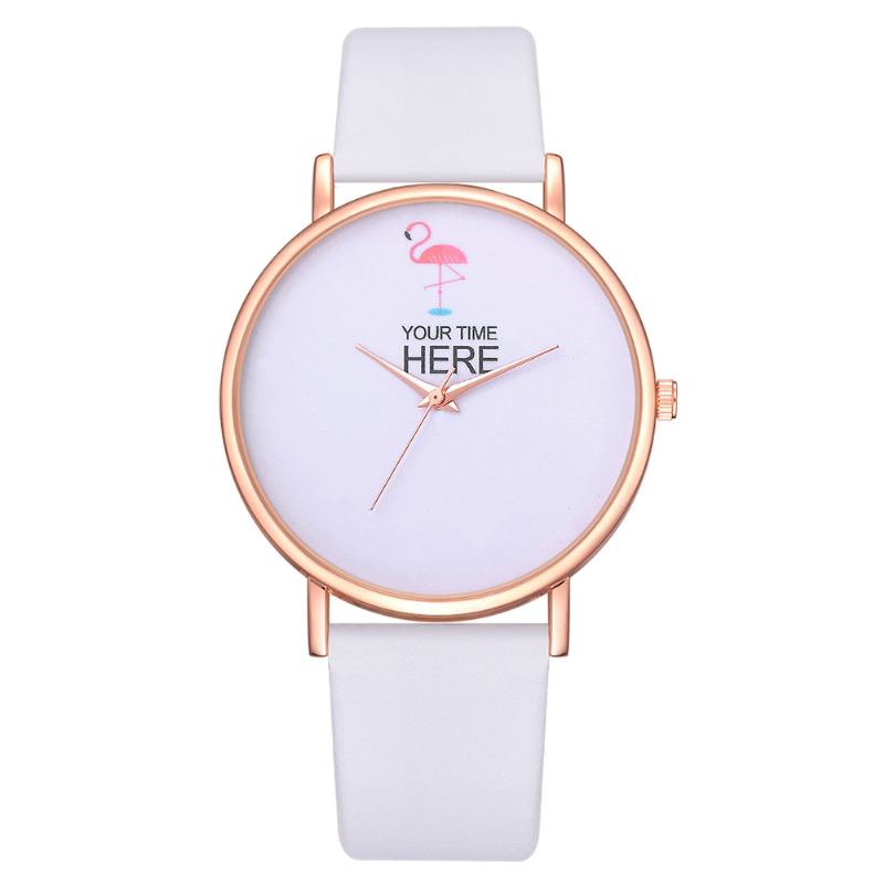 Casual Style Kvinnor Armbandsur Rose Gold Case Läderrem Quartz Watch