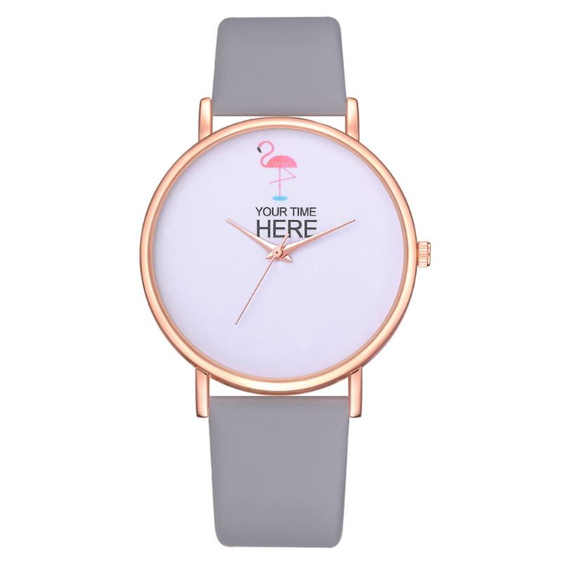 Casual Style Kvinnor Armbandsur Rose Gold Case Läderrem Quartz Watch