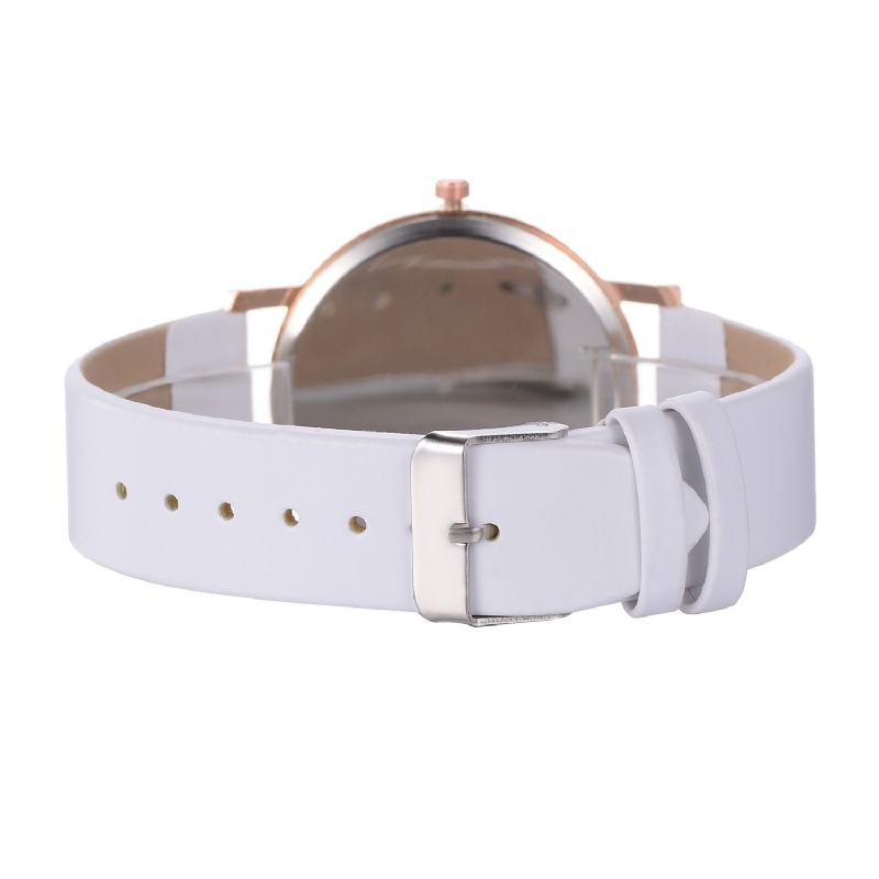 Casual Style Kvinnor Armbandsur Rose Gold Case Läderrem Quartz Watch