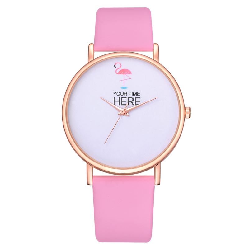 Casual Style Kvinnor Armbandsur Rose Gold Case Läderrem Quartz Watch