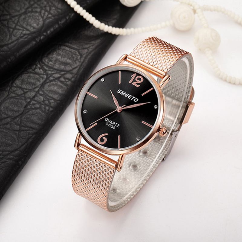 Casual Style Kvinnor Quartz Watch Mode Urtavla Rostfritt Stål Armband Dam Klänning Armbandsur