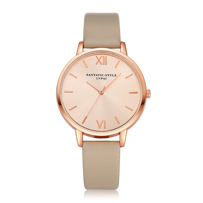 Casual Style Pu-läderrem Klocka Kladies Armbandsur Quartz Watch