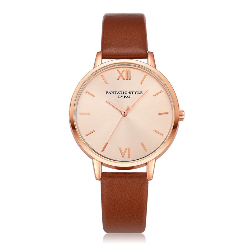 Casual Style Pu-läderrem Klocka Kladies Armbandsur Quartz Watch