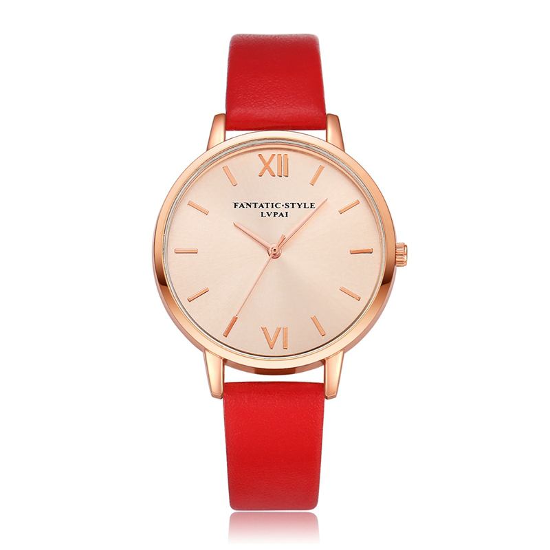 Casual Style Pu-läderrem Klocka Kladies Armbandsur Quartz Watch