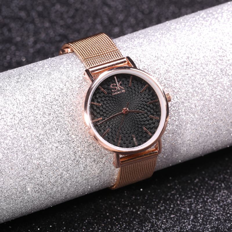 Casual Style Ultra Tunn Dam Armbandsur Mesh Steel Band Quartz Watch