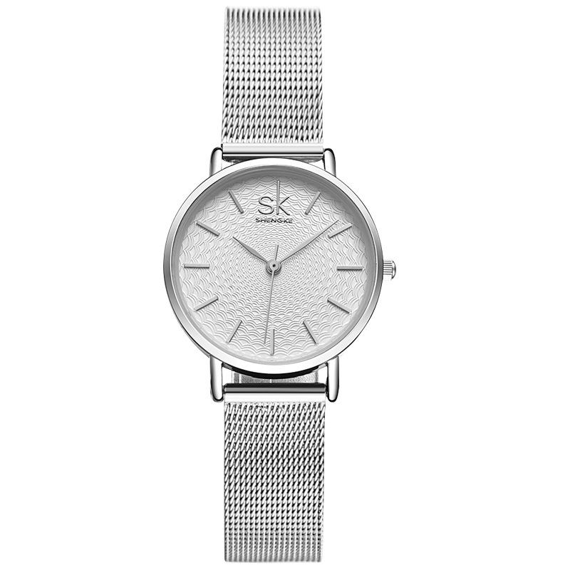 Casual Style Ultra Tunn Dam Armbandsur Mesh Steel Band Quartz Watch