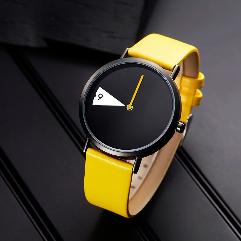 Creative Dial Mode Kvinnor Casual Funny Leather Band Quartz Watch