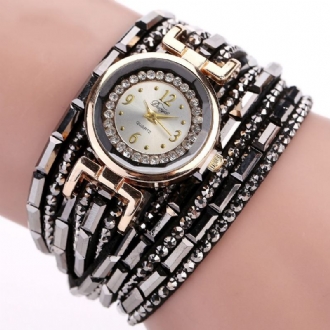 Crystal Casual Style Damarmband Watch Gold Case Quartz Movement Watches