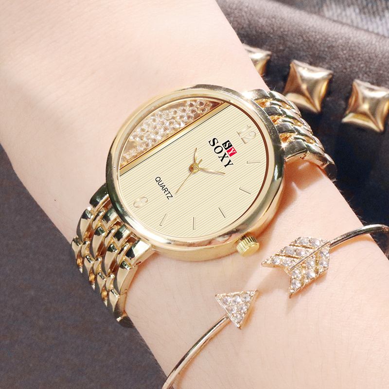 Crystal Casual Style Damarmbandsur Unik Design Quartz Watch