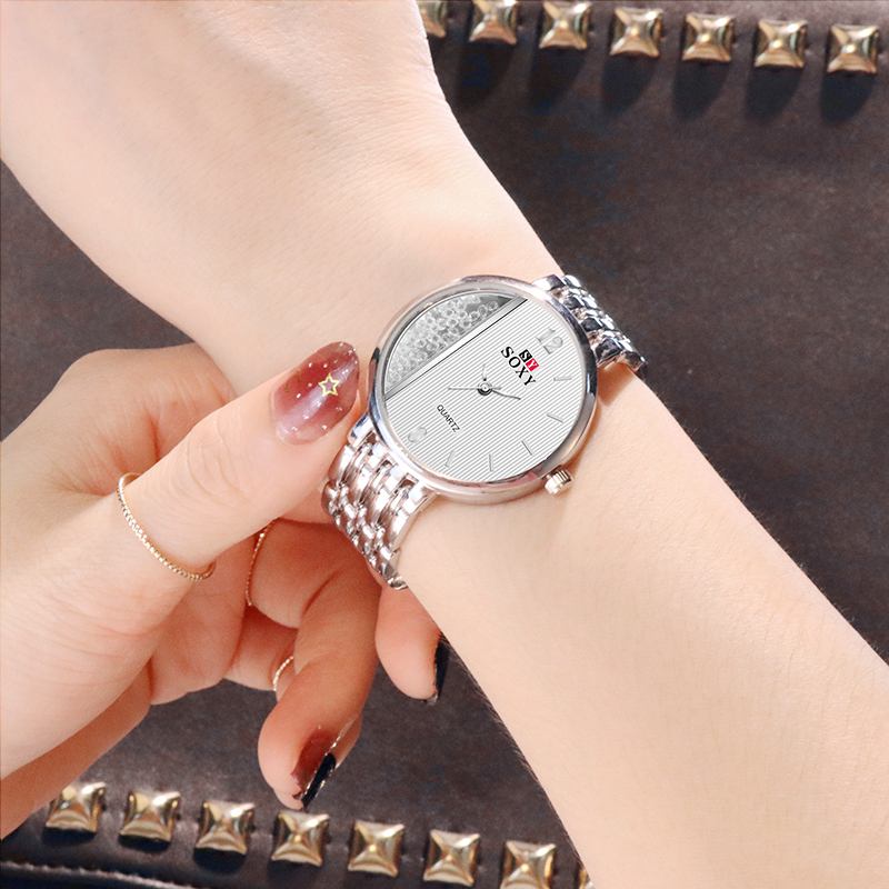 Crystal Casual Style Damarmbandsur Unik Design Quartz Watch