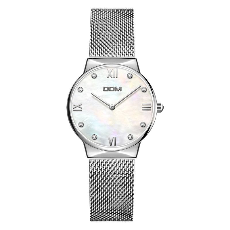 Crystal Shell Surface Damarmbandsur I Rostfritt Stål Band Quartz Watch