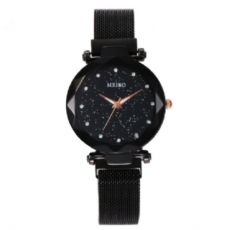 Damklänning Star Magnetic Band Mode Lyx Crystal Dial Dam Quartz Watch