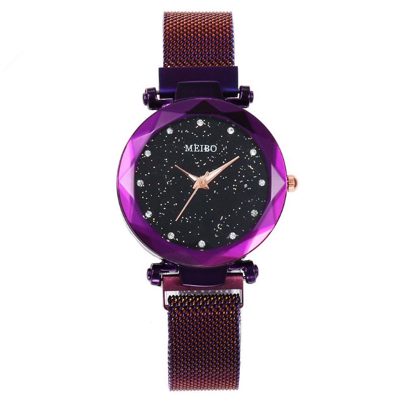 Damklänning Star Magnetic Band Mode Lyx Crystal Dial Dam Quartz Watch