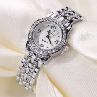 Diamantklänning Damarmbandsur Full Steel Elegant Design Quartz Watch