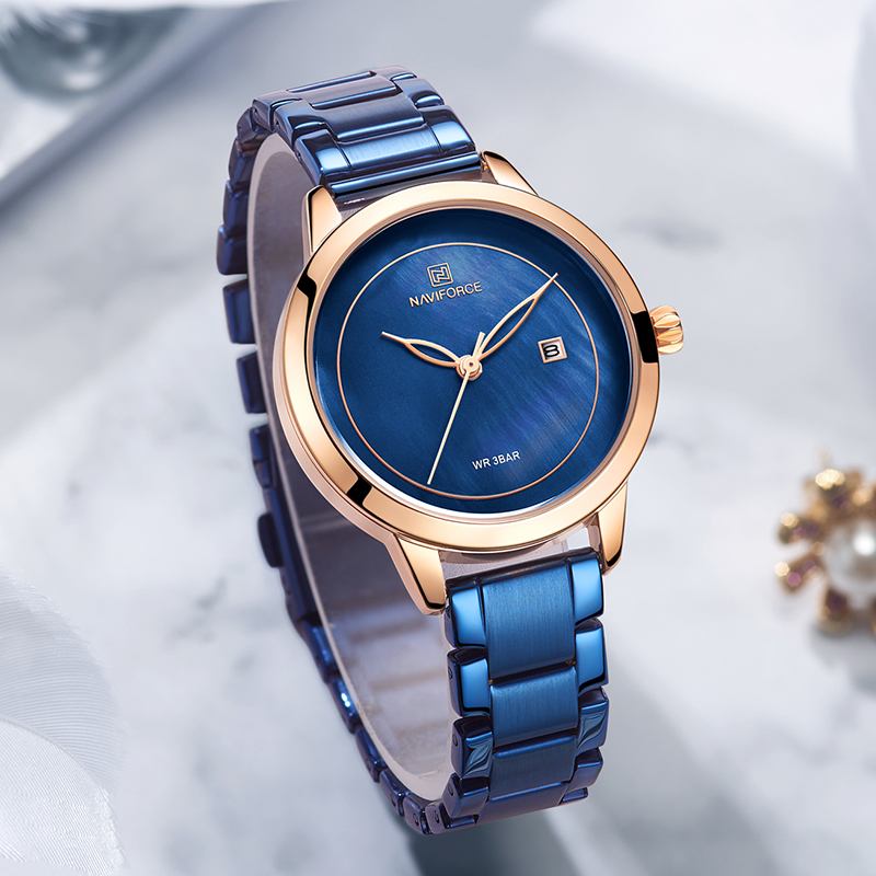 Elegant Design Damarmbandsur Vattentät Date Display Quartz Watch