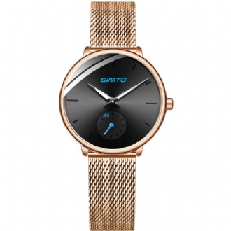 Enkel Designurtavla Med Två Stift Roséguld Mesh Stålband Mode Kvarts Quartz Watch