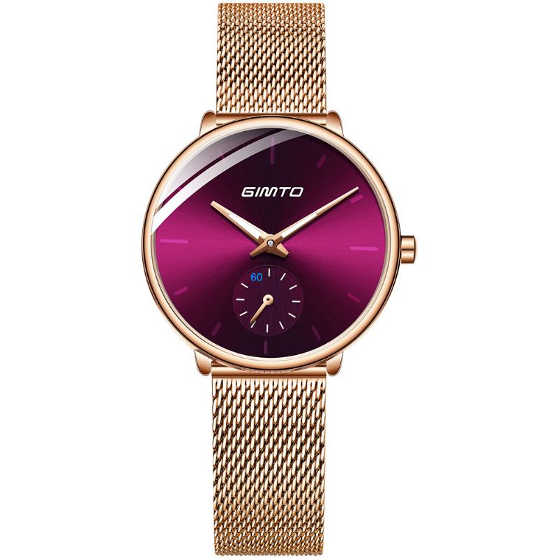 Enkel Designurtavla Med Två Stift Roséguld Mesh Stålband Mode Kvarts Quartz Watch