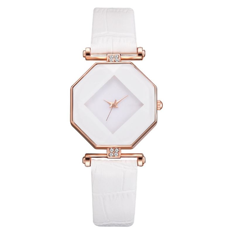 Fahion Diamond Mirror Watch Damklänning Ultra-tunn Läder Kvinnor Quartz Watch