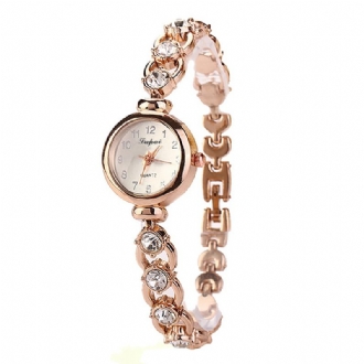 Golden Ladies Armbandsklocka Crystal Shining Quartz Armband Watch