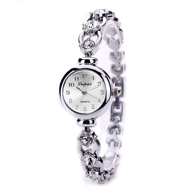 Golden Ladies Armbandsklocka Crystal Shining Quartz Armband Watch