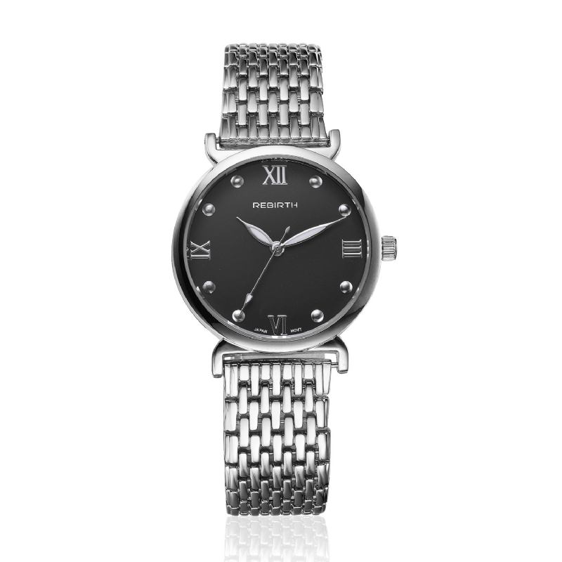 Helt Stål Elegant Design Damarmbandsur Roman Number Quartz Watches