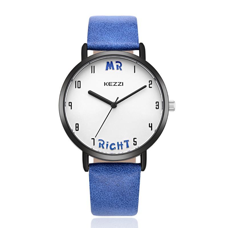 Läderrem Kvinnor Quartz Watch Modeabla Mönster Mr Right Armbandsur