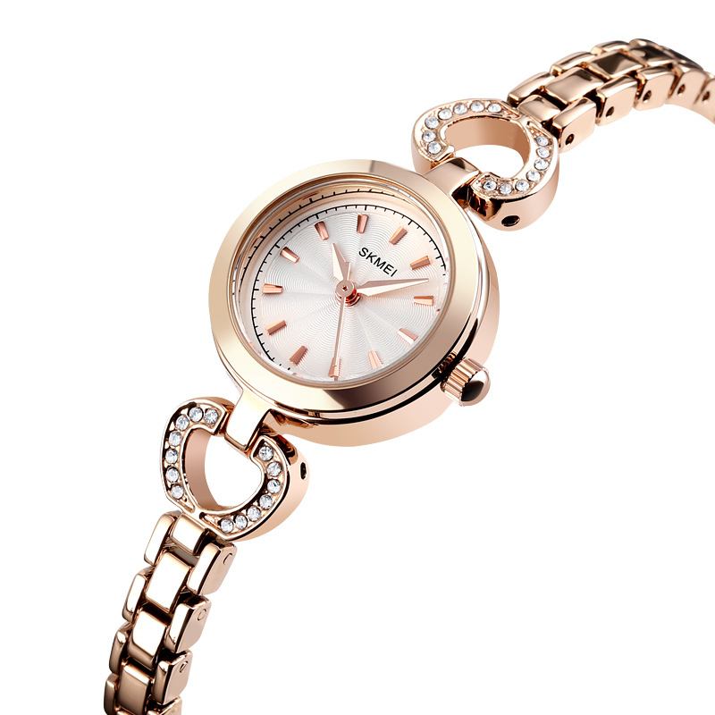 Lyx Kristall Rostfritt Stål Elegant Mode Dam Armbandsur Quartz Watch