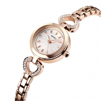 Lyx Kristall Rostfritt Stål Elegant Mode Dam Armbandsur Quartz Watch