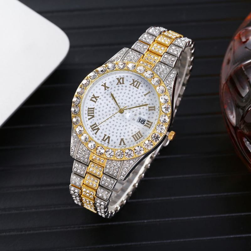 Mode 2 St/set Diamond Business Watch Dekorerad Pointer Quartz Watch Armband