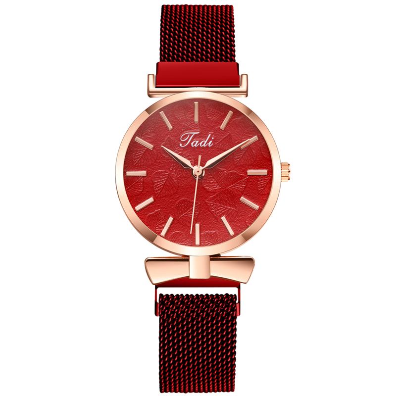 Mode Casual Elegant Design Kvinnor Klockor Mesh Band Dial Handledsfodral Quartz Watch